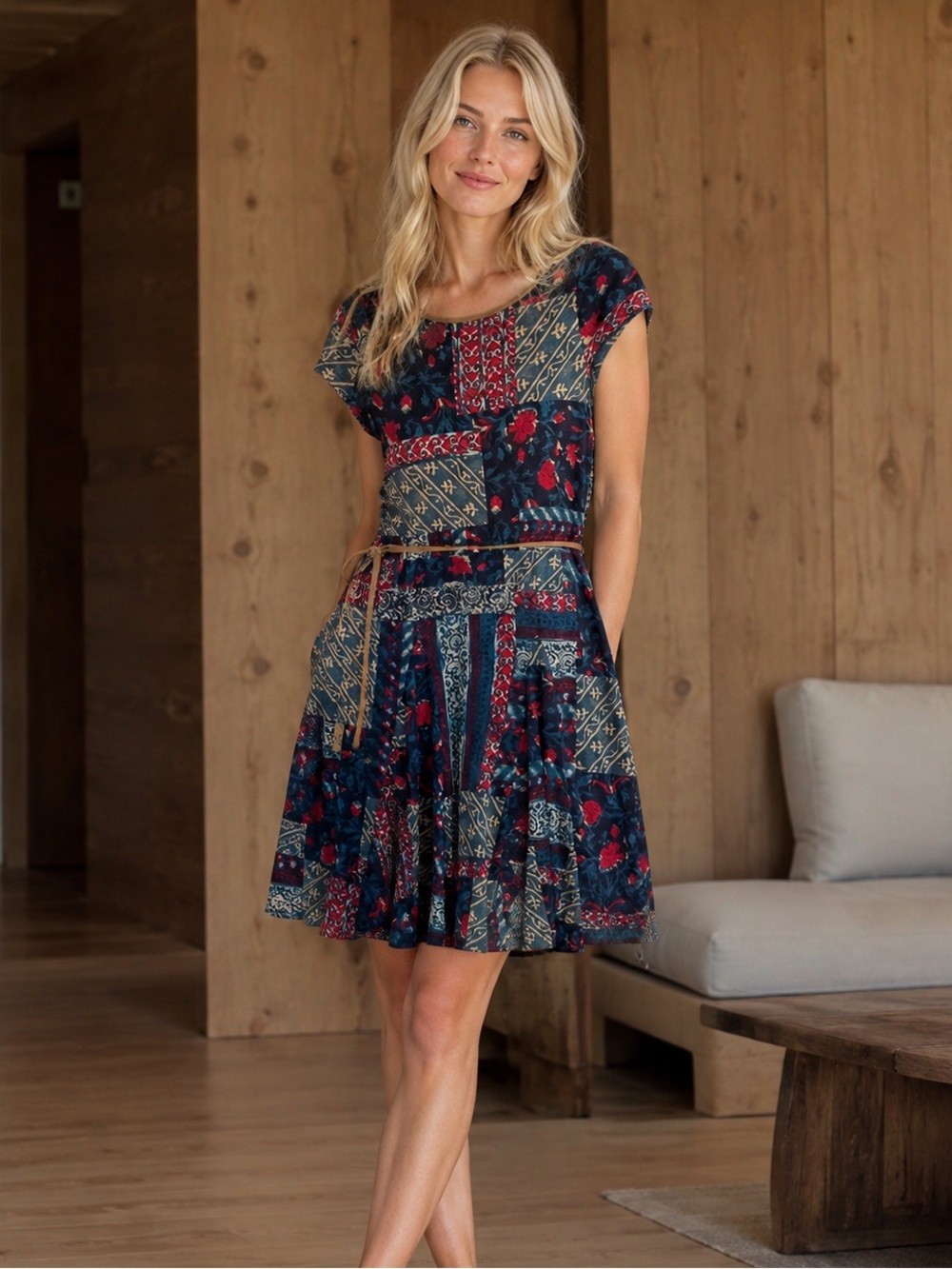 Vintage Ralph Lauren Western Floral 90s Patchwork Dress